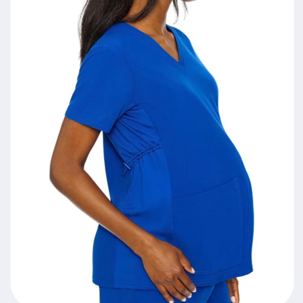 Blue Maternity Med Couture Scrub Set - V-Neck Top and Jogger bottoms - Medium